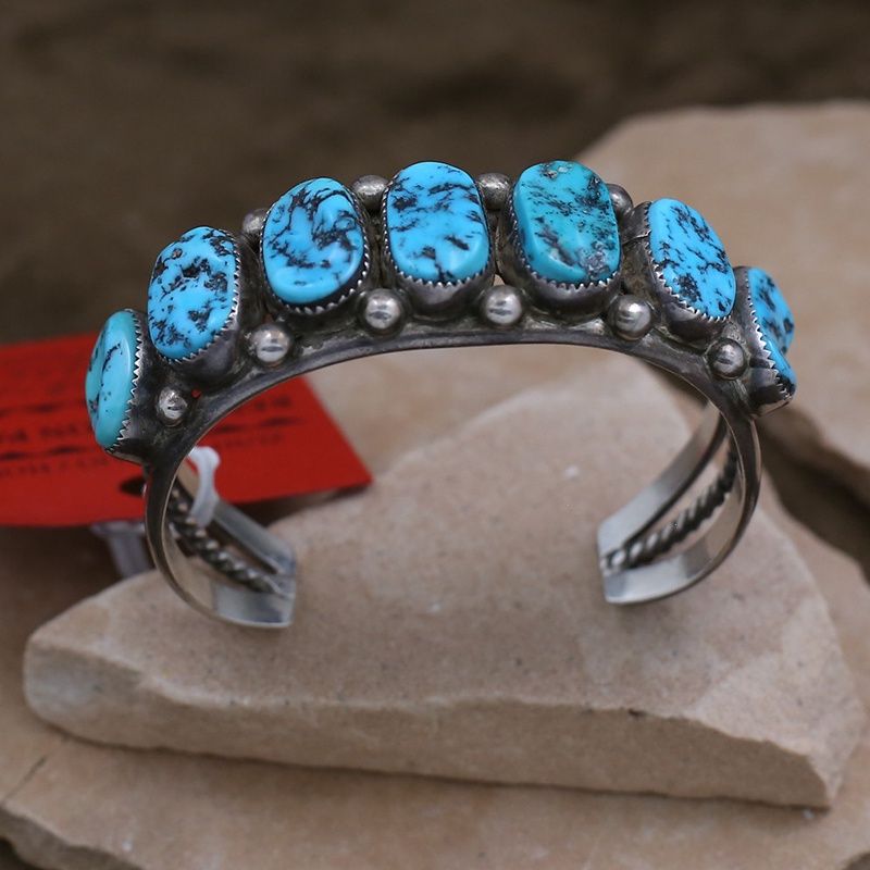 Large 7-stone turquoise bracelet