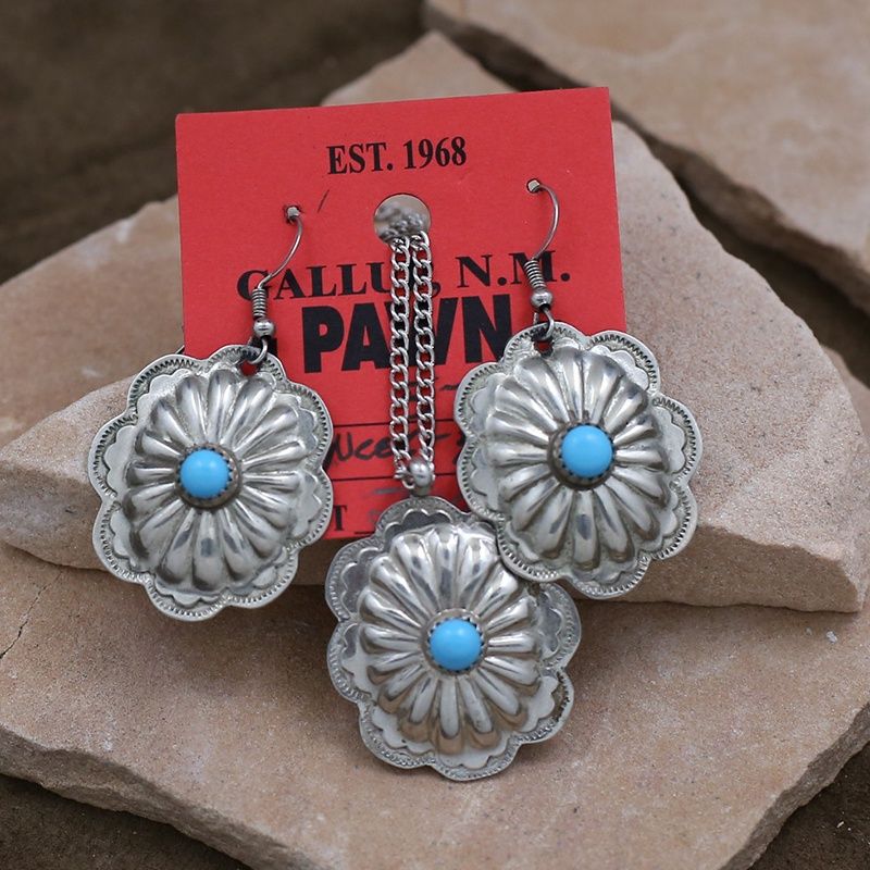 Pawn Jewelry- concho style pendant &amp; earrings
