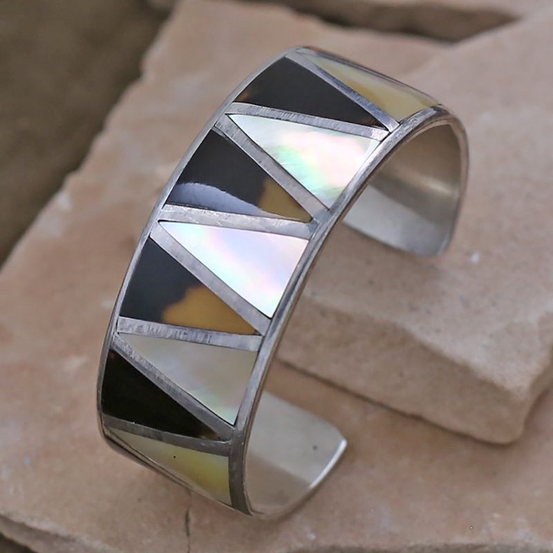 1970&#39;s gold mother of pearl &amp; tortoise shell bracelet