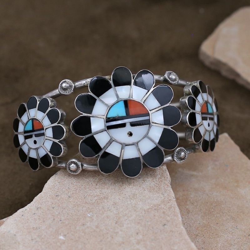 Triple Sun face Zuni bracelet