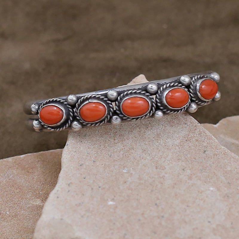 5-stone red coral bracelet