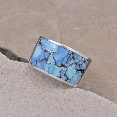 Flat bottom inlay ring w/ Golden hills turquoise