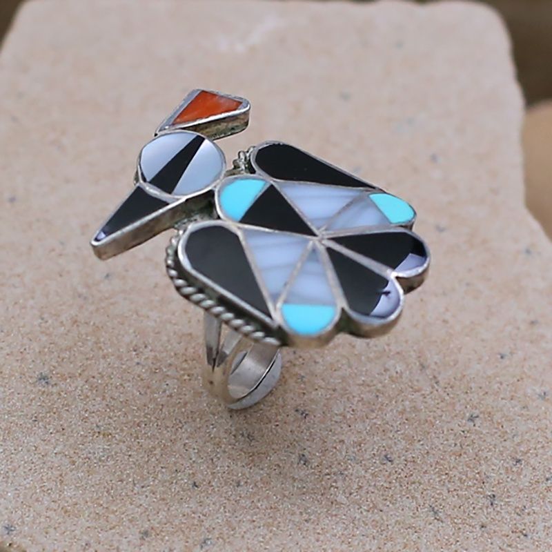 Zuni thunderbird inlay ring