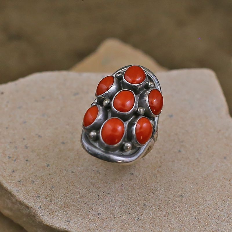 Navajo coral cluster ring-1980&#39;s