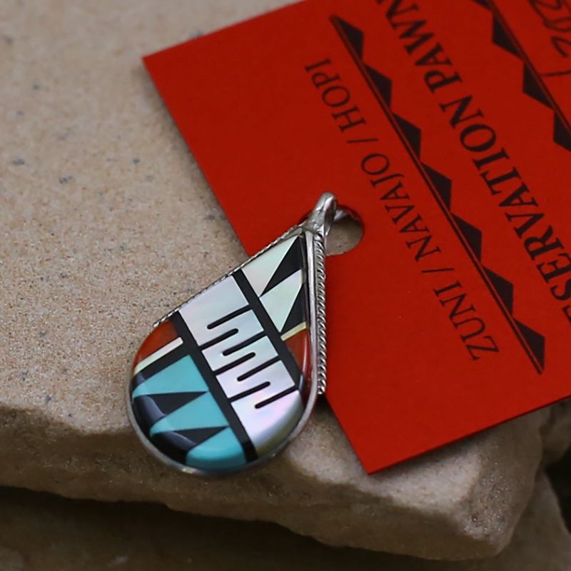 Pawn jewelry-Zuni multicolor inlay pendant