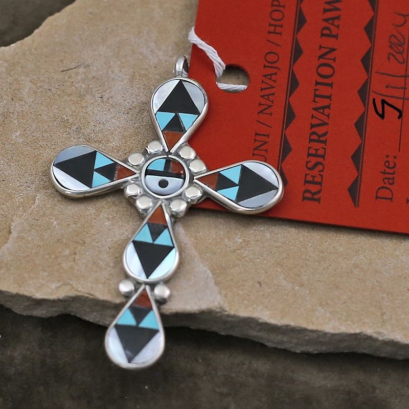 Pawn jewelry- Large Zuni multicolor cross