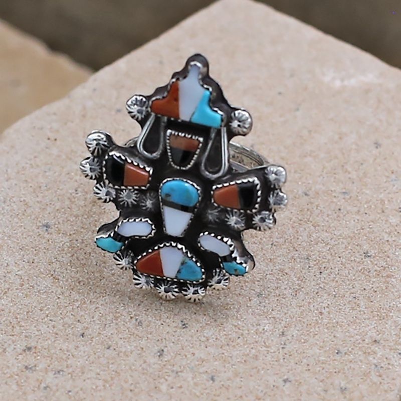 1960&#39;s Zuni rainbow man image ring