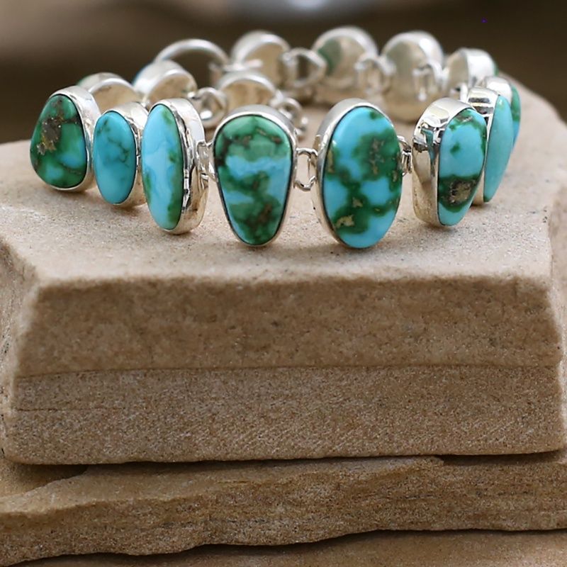 Sonoran gold turquoise link bracelet