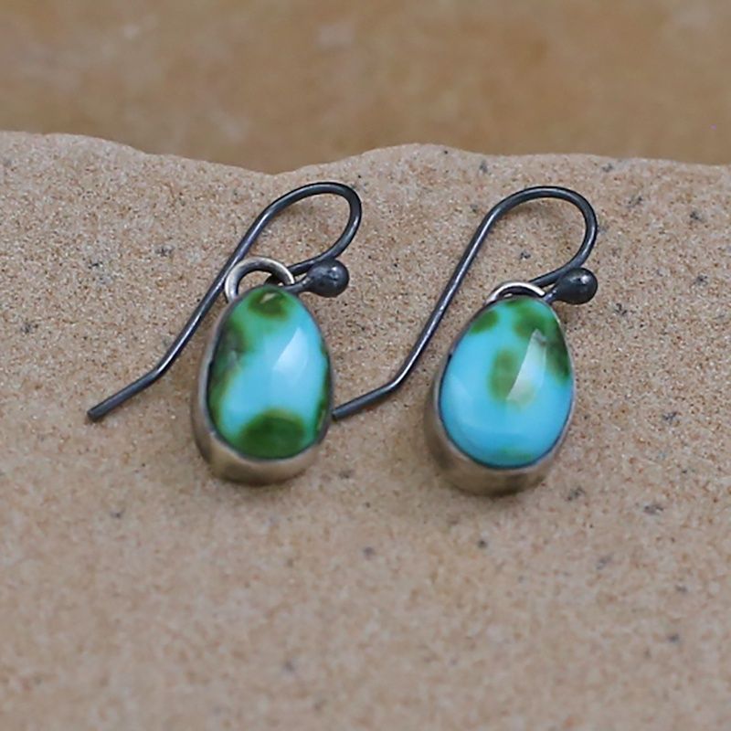 Oval Sonoran turquoise dangle earrings