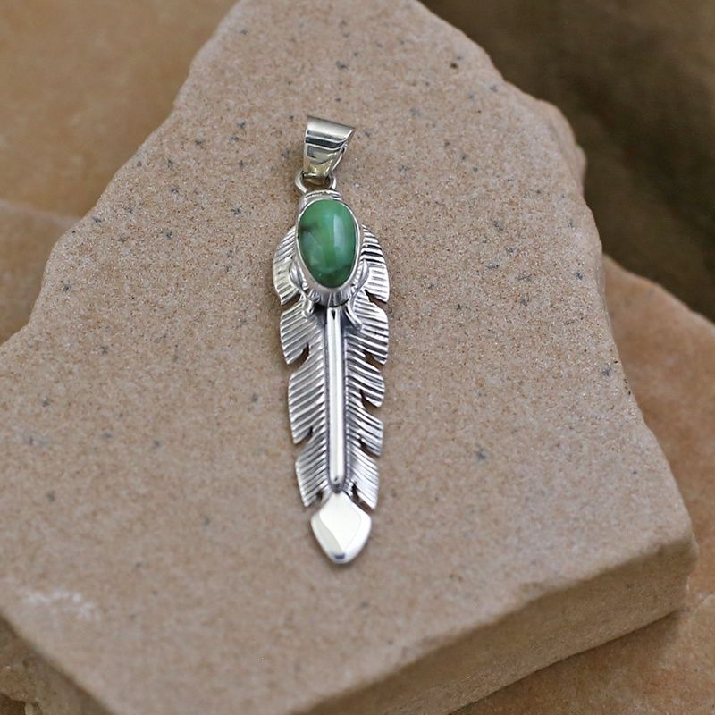 Feather pendant w/Sonoran Turquoise