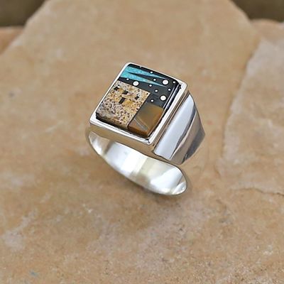 Adobe Pueblo  square inlay ring