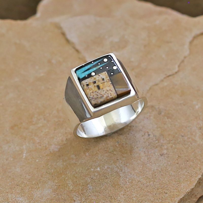 Adobe Pueblo  square inlay ring