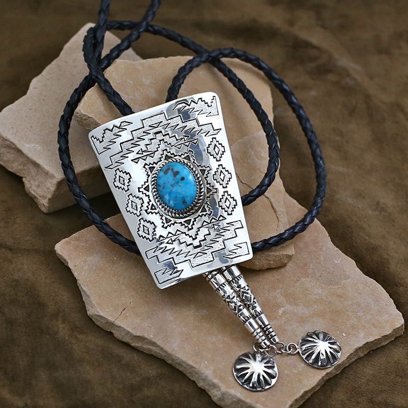 Large Navajo bolo tie by Michael Tahe