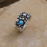 Thin band &quot; Rain Drop &quot; design ring w/turquoise