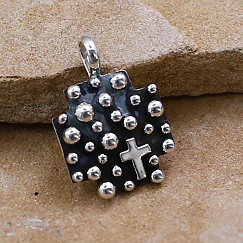 Mini cross pendant-rain drop design
