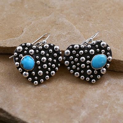 Large heart dangle earrings- Rain Drop design