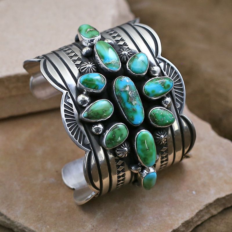 Wide bracelet w/ Sonoran Turquoise- Albert Jake