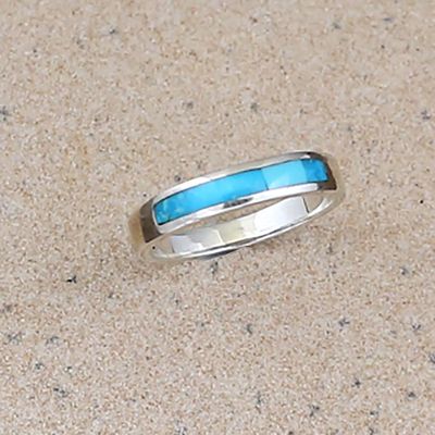 Sterling silver band ring w/ turquoise