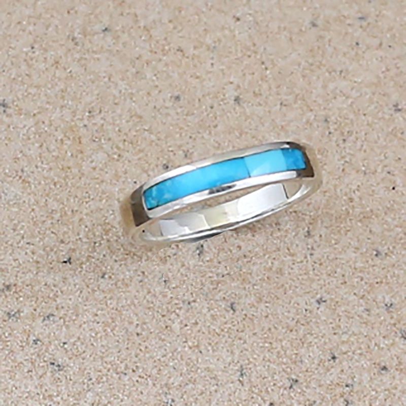 Sterling silver band ring w/ turquoise