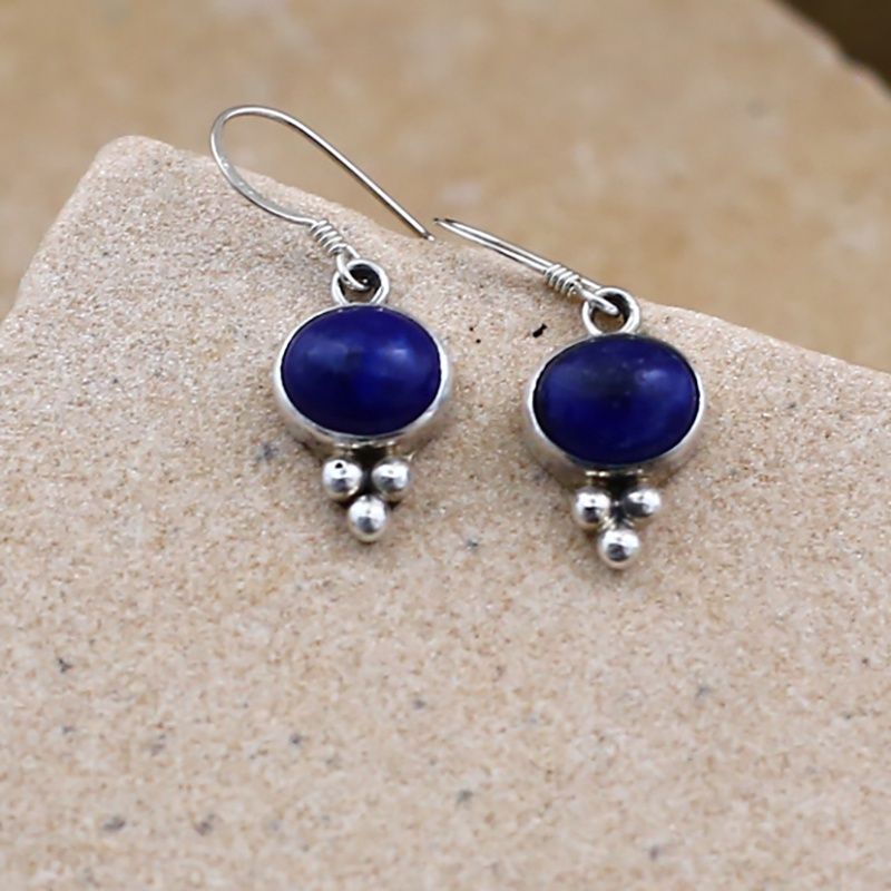 Small oval dangle Lapis earrings