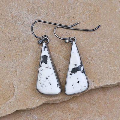 Dangle white buffalo earrings by artist Bernyse Chavez