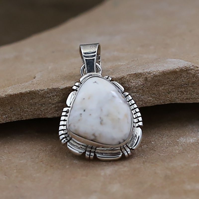 Medium Navajo pendant w/ White Buffalo stone