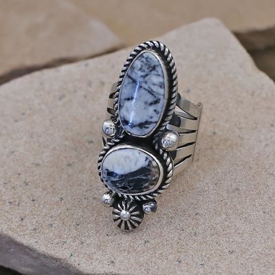 Albert Jake 2-stone ring w/ White Buffalo stone