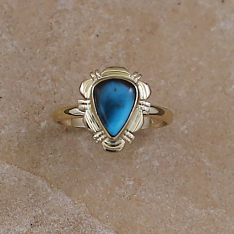 Small 14kt gold ring w/ Bisbee turquoise