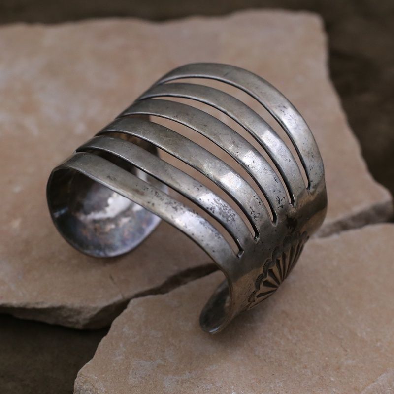 Extra wide Navajo bracelet in sterling silver