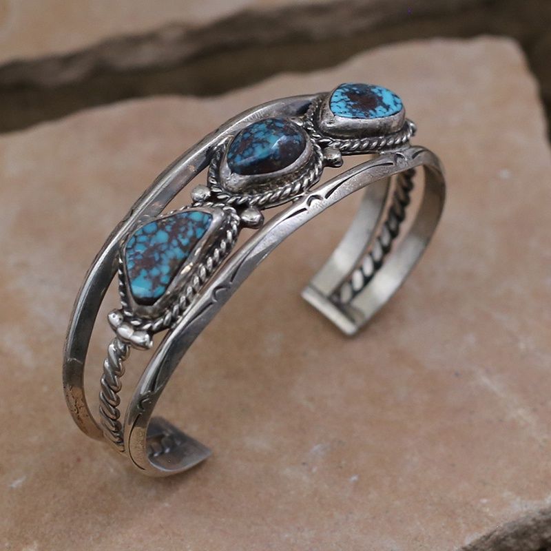 1970&#39;s 3-stone Lone Mountain turquoise bracelet