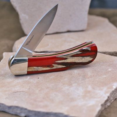 Cholla wood knife w/ red resign inlay