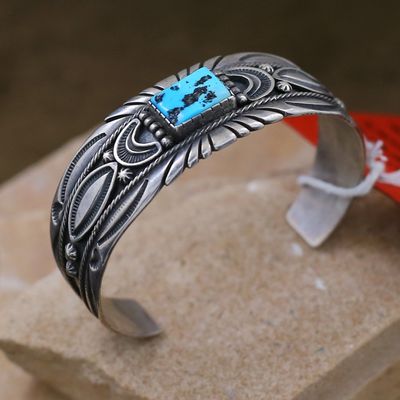 Pawn Jewelry-1980&#39;s Navajo rectangular stone bracelet