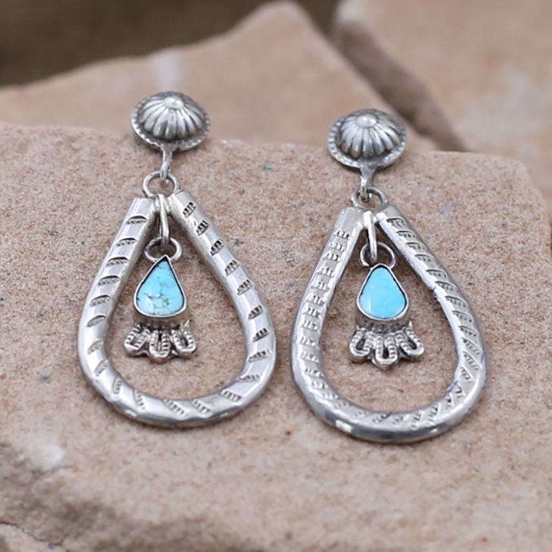 Navajo dangle earrings-Vintage 1970&#39;s