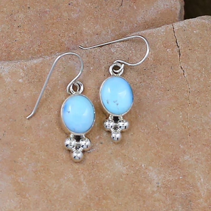 Dangle oval earring w/ golden hills turquoise