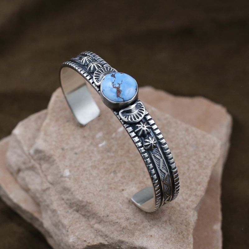Navajo deep stamped narrow bracelet-Francis Jones