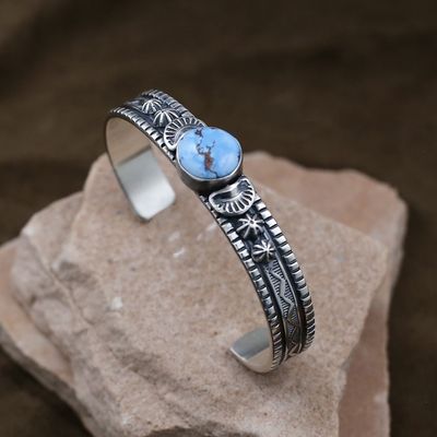 Navajo deep stamped narrow bracelet-Francis Jones