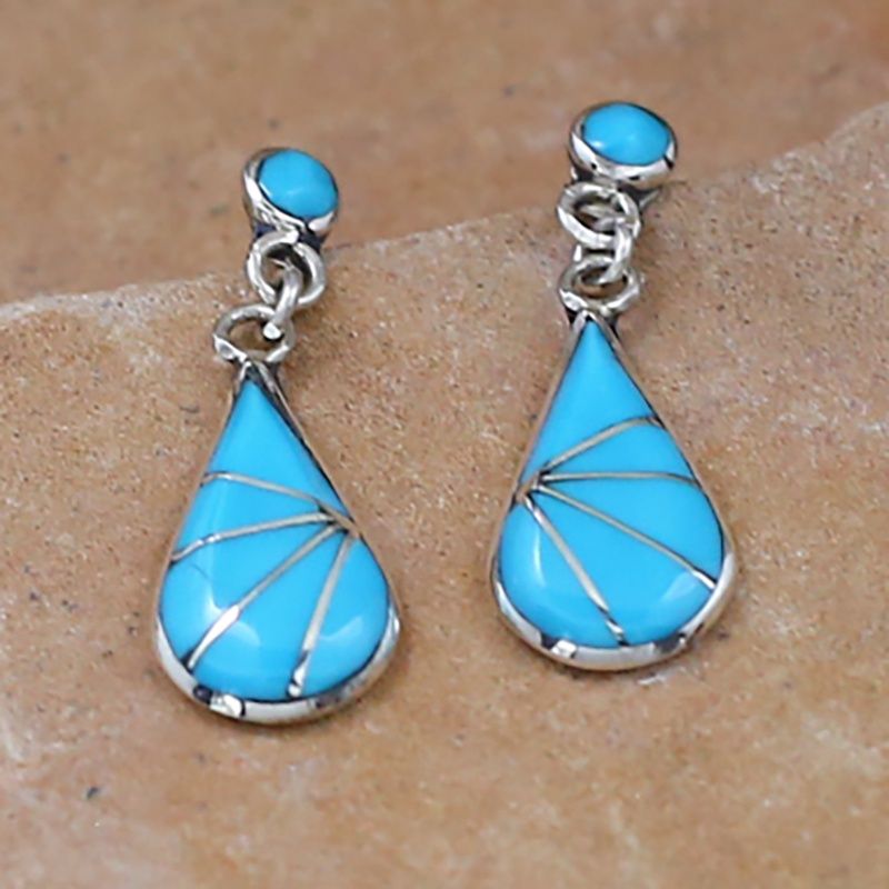 Tear drop dangle Zuni earrings