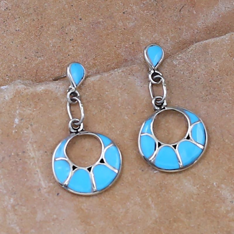 Circle dangle Zuni earrings