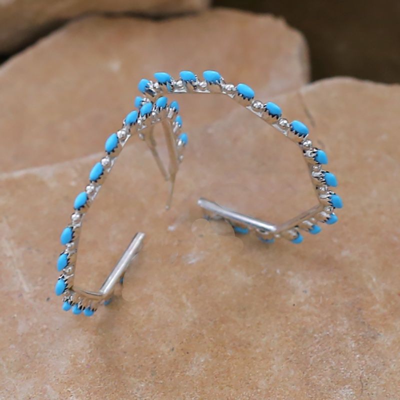 Hexagon shaped hoop Zuni earrings