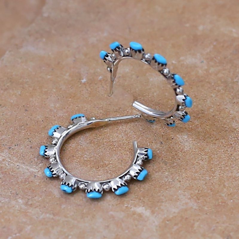 Small needle point hoop earrings