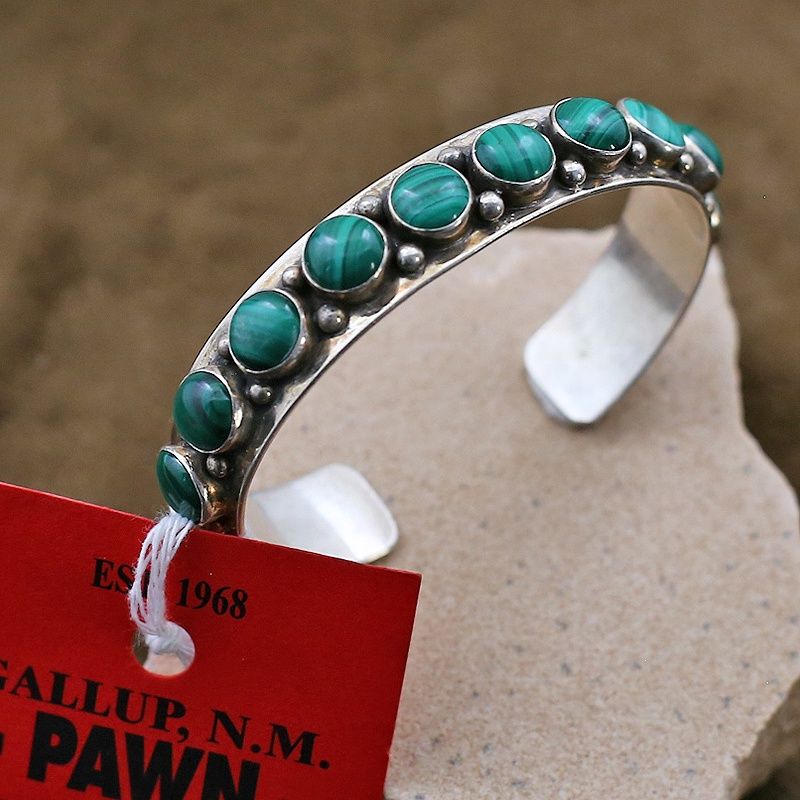 Pawn Jewelry- Navajo 13 stone malachite bracelet
