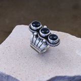 Navajo 3-stone black onyx ring