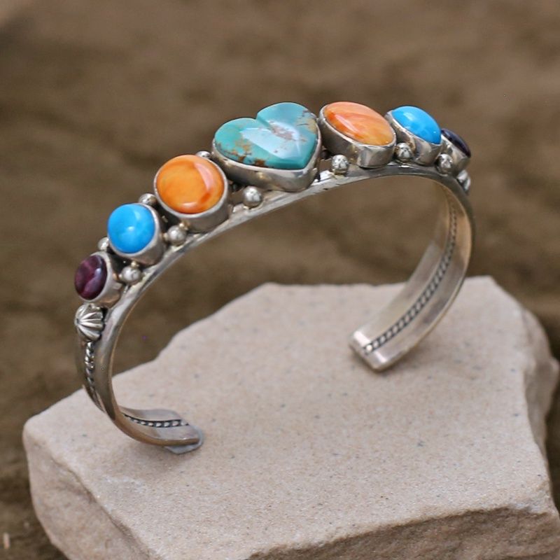 Navajo multicolor heart bracelet