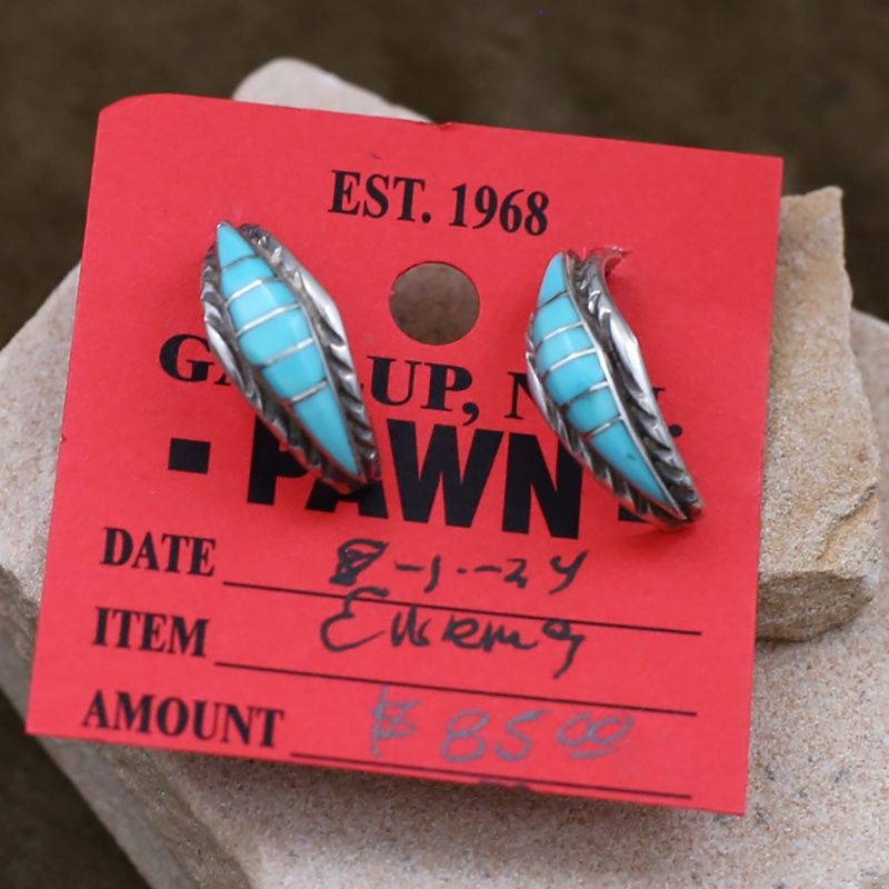Pawn jewelry- Zuni 1/2 hoop tapered earrings