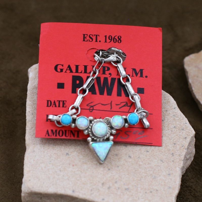 Pawn Jewelry-Navajo cultured opal necklace