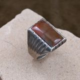 1970&#39;s  rectangular petrified wood ring