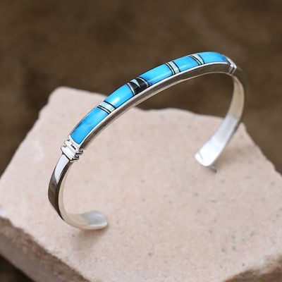 Thin inlay Navajo bracelet