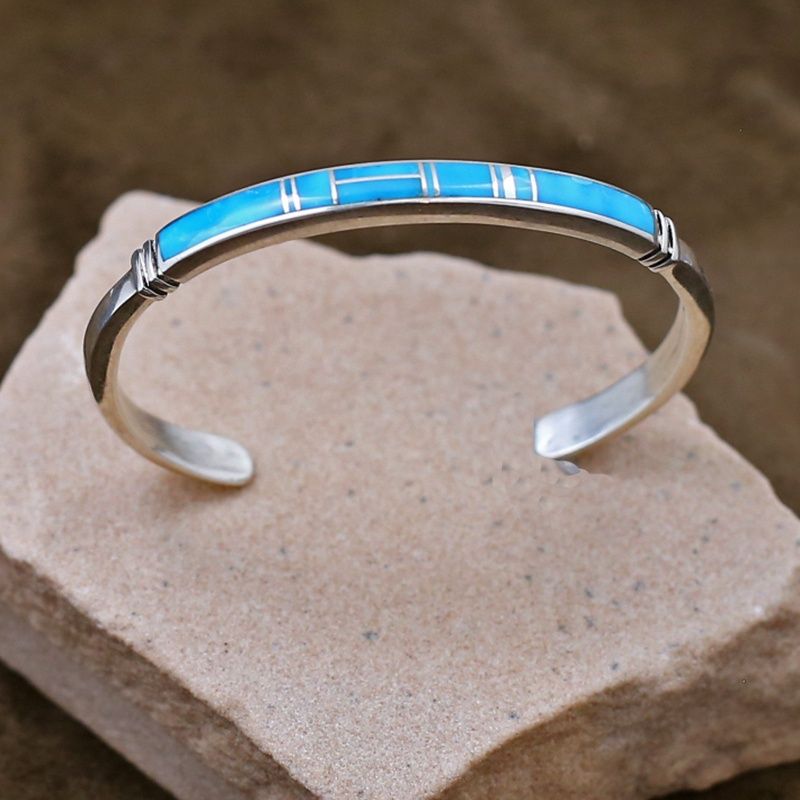 Kingman turquoise  thin inlay bracelet