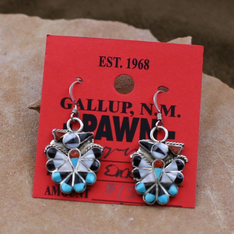 Pawn Jewelry-Zuni thunderbird dangle earring