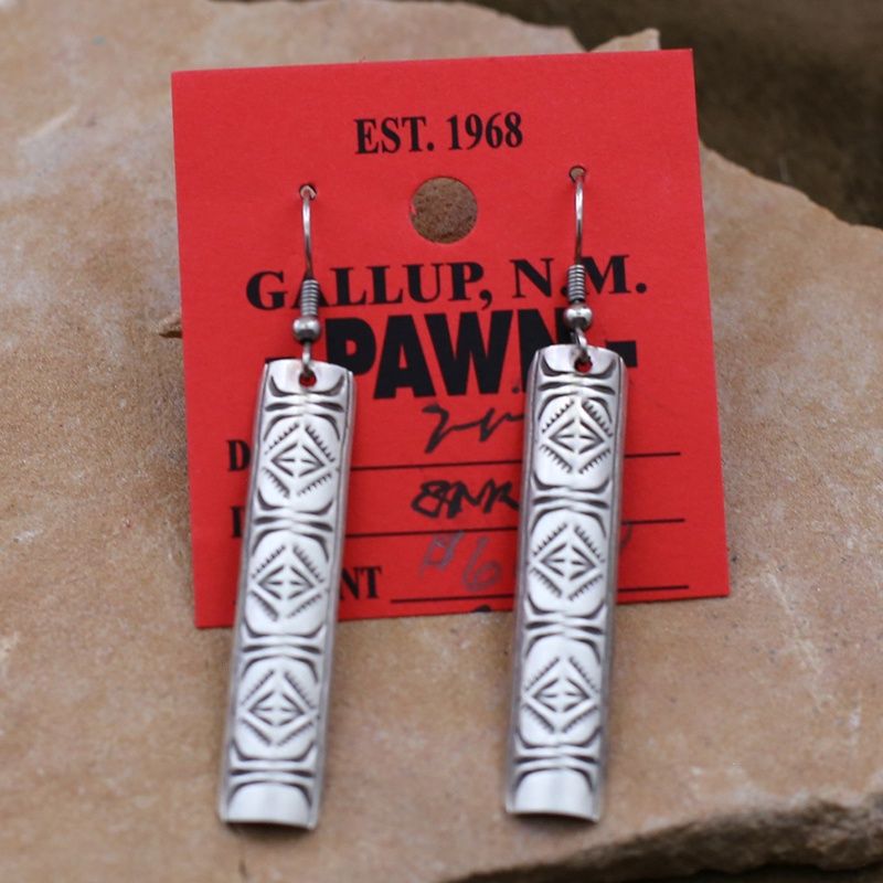 Pawn Jewelry-Navajo long rectangular dangle earrings